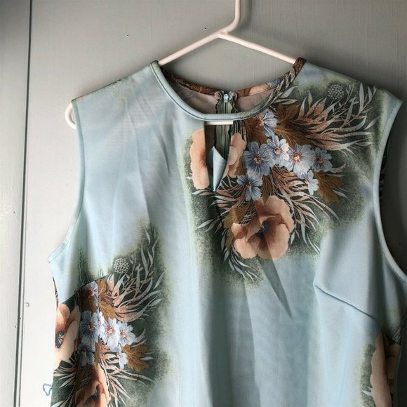 Vintage long maxi dress tropical floral fabric polyester 2 piece with jacket - Picture 4 of 9